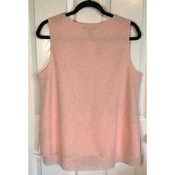 NWT Alfani Women's Medium Light Pink Orange Layered Sleeveless Blouse Dressy - Picture 6 of 6